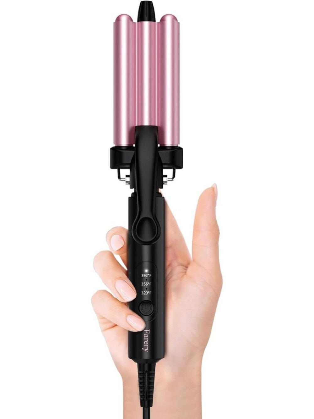 Mini 3 Barrel Hair Waver Curling Iron - 1/2 Inch, Rose Pink, Beach Waves Tool
